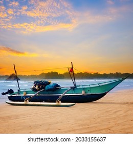 Fishing boat on sunset, Koggala, Sri Lanka