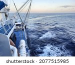 Fishing boat fishing for tuna fish in the Indian Ocean. Fishing operation