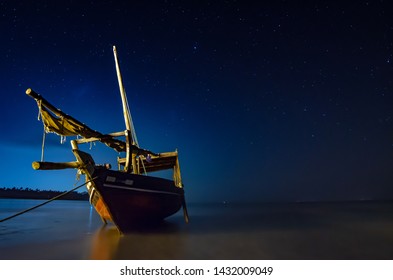 Fishing Boat Under The Stars In Zanzibar