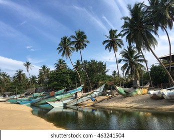 Fishing boats at Arugam Bay beach in Sri lanka