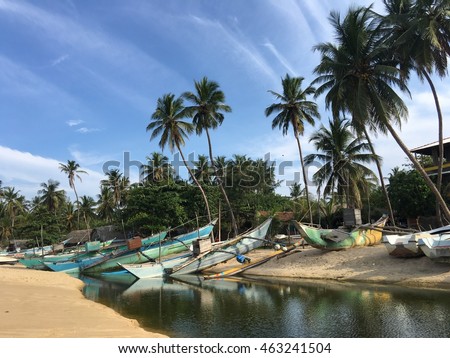 Fishing boats at Arugam Bay beach in Sri lanka
