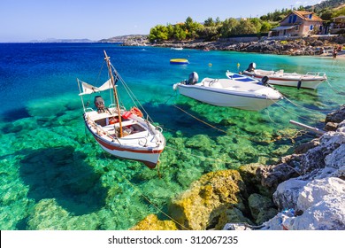 Fishing boats at the coast of Zakynthos, Greece
