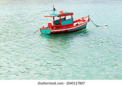 Fishing Boats in a Harbor  fishing boat on bay with sea background . - Shutterstock ID 2045117807