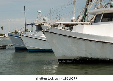 Fishing Boats In The Harbor Of Corpus Christi, TX USA