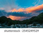 Fishing boats of the Hirizohama ferry docked at Nakagi Port in dusk.

Hirizohama beach, Nakagi, Minami-Izu, Izu Peninsula, Shizuoka pref - 2024.
