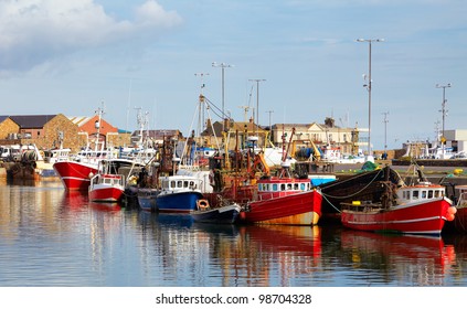 Fishing Boats In Howth Harbor In Summer, County Dublin, Ireland.