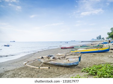 Fishing Boats On Dili Beach In East Timor