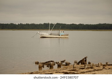 Fishing boats are sailing in the sea to catch fish. The fishing boat is a boat made up of wood and a small fishing boat. - Powered by Shutterstock
