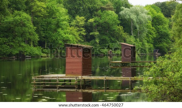 Fishing Cabins On Lake Stock Photo Edit Now 464750027