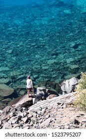 Fishing In Cleetwood Cove In Crater Lake National Park, Oregon