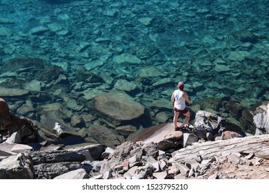 Fishing In Cleetwood Cove In Crater Lake National Park, Oregon