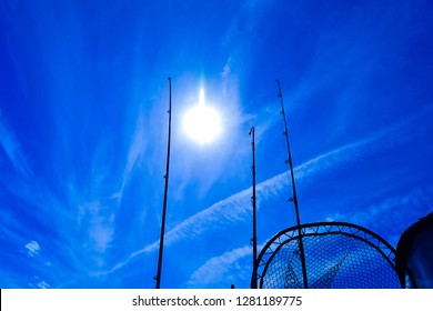 Fishing Gear In Background Sun And Sky At Alaska,USA