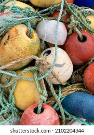 Fishing Gear In The Harbor In The Coastal Village Of Helmsdale In Sutherland On The East Coast Of Scotland.