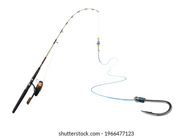 Fishing Hook line and fishing rod isolated on white background. This has clipping path. - Powered by Shutterstock