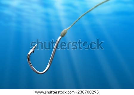 Fishing hook in the sea