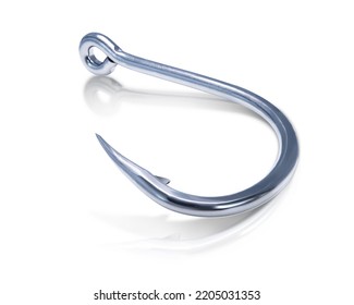Fishing hook stainless steel glossy metallic fish-hook isolated on white background. This has clipping path.