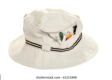 Fishing Khaki Hat With Dry Flies