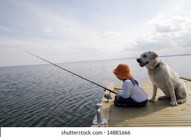 Fishing with Labrador Retriver - Powered by Shutterstock