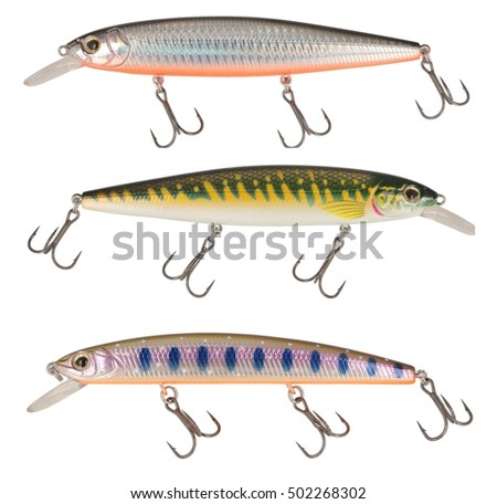 Fishing Lure Wobbler Isolated on White Background close up