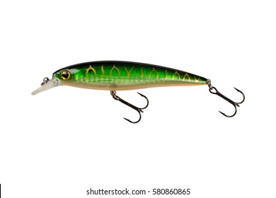Fishing lures, isolated on white background. multi-colored lure.