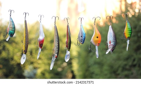 Fishing Lures. Set of wobblers of different colors and different purposes.