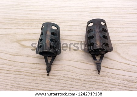 Fishing method feeder accessories on white background