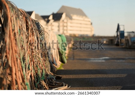 Fishing Nets Drying on Dock in Morning Light