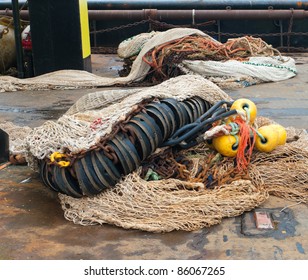 Fishing Nets On The Deck Of A Fishing Trawler