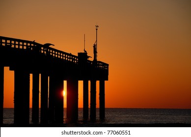 Fishing Pier At Sunrise St. Augustine Beach Florida Usa