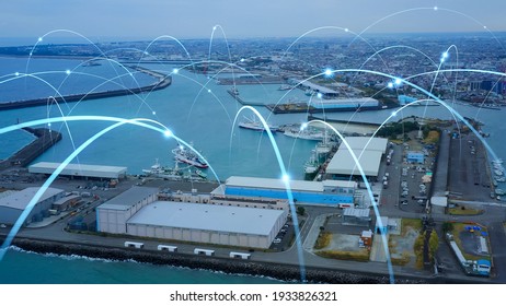 Fishing port and communication network concept. Smart fishery. - Shutterstock ID 1933826321