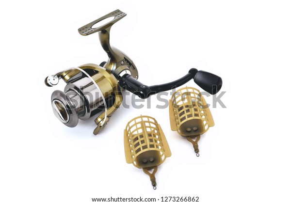 Fishing Reel Fishing Feeders White Background Stock Photo Edit