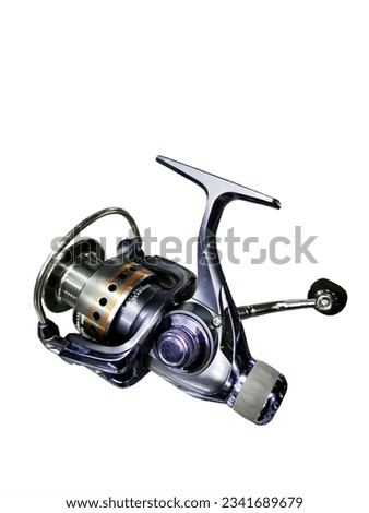 fishing reel ,spinning reel ,fishing rod isolated on white background.