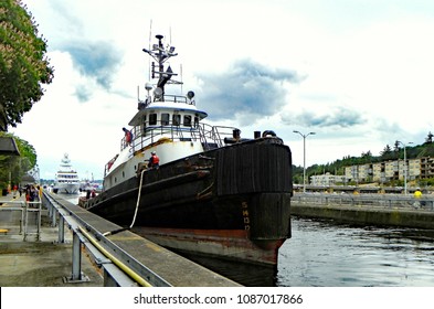 Fishing Ship In Ballard Locks Seattle