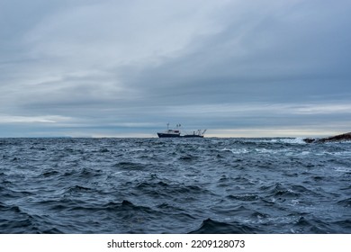 Fishing Ship Escapes The Storm, Murmansk Region, Arctic Ocean, Russia