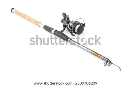 Fishing spinning with reel isolated on white