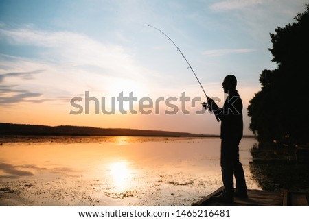 Similar – Foto Bild Angler bei Nacht Angeln