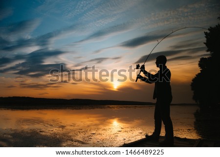 Similar – Foto Bild Angler bei Nacht Angeln