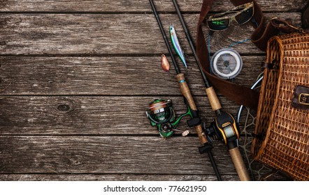 Fishing tackle background. - Shutterstock ID 776621950