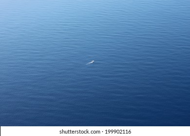 Fishing Trawler Aerial View Vast Ocean