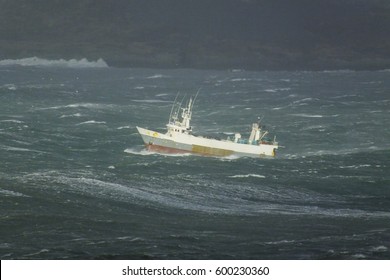 Fishing Trawler In Storm.