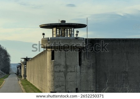 Fishkill Correctional Facility multi-security level prison in New York, United States wither guard tower at sunset (jail, prisoner, prisoners, crime)
