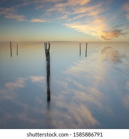 Fishnets In The Markermeer Near Lelystad