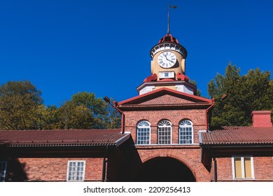 Fiskars, Finland, A Village, The Town Of Raseborg, In Western Uusimaa, Finland, With Wooden Houses, Clock Tower And Old Town Main Street Center