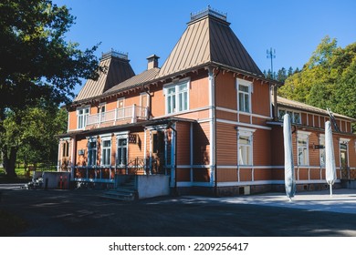 Fiskars, Finland, A Village, The Town Of Raseborg, In Western Uusimaa, Finland, With Wooden Houses, Clock Tower And Old Town Main Street Center