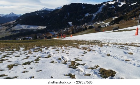 FISS - AUSTRIA - DECEMBER 2014: No Snow In Fiss - Closed Ski Slope