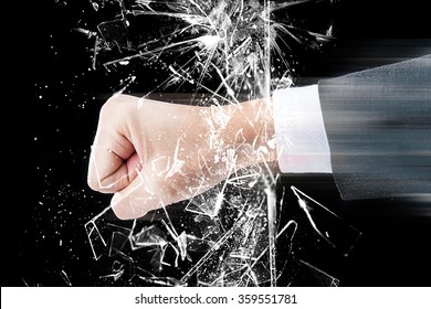 Fist to break the glass, punch - Shutterstock ID 359551781