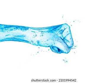 Fist hand made of water illustration concept image isolated on white - Shutterstock ID 2101994542