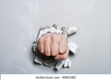 The Fist Has Punched Wall, Than Has Created The Torn Hole