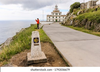 FISTERRA, SPAIN - May 30, 2014: The lighthouse at Cabo Finisterre (Cape Finisterre), final point of the Way of St James (Camino de Santiago)