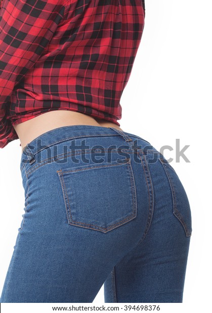 Hot butt in jeans Fit Female Butt Blue Jeans Isolated Stock Photo Edit Now 394698376